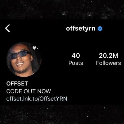 The picture shows Takeoff smiling as he is on his shade with a little heart emoji.